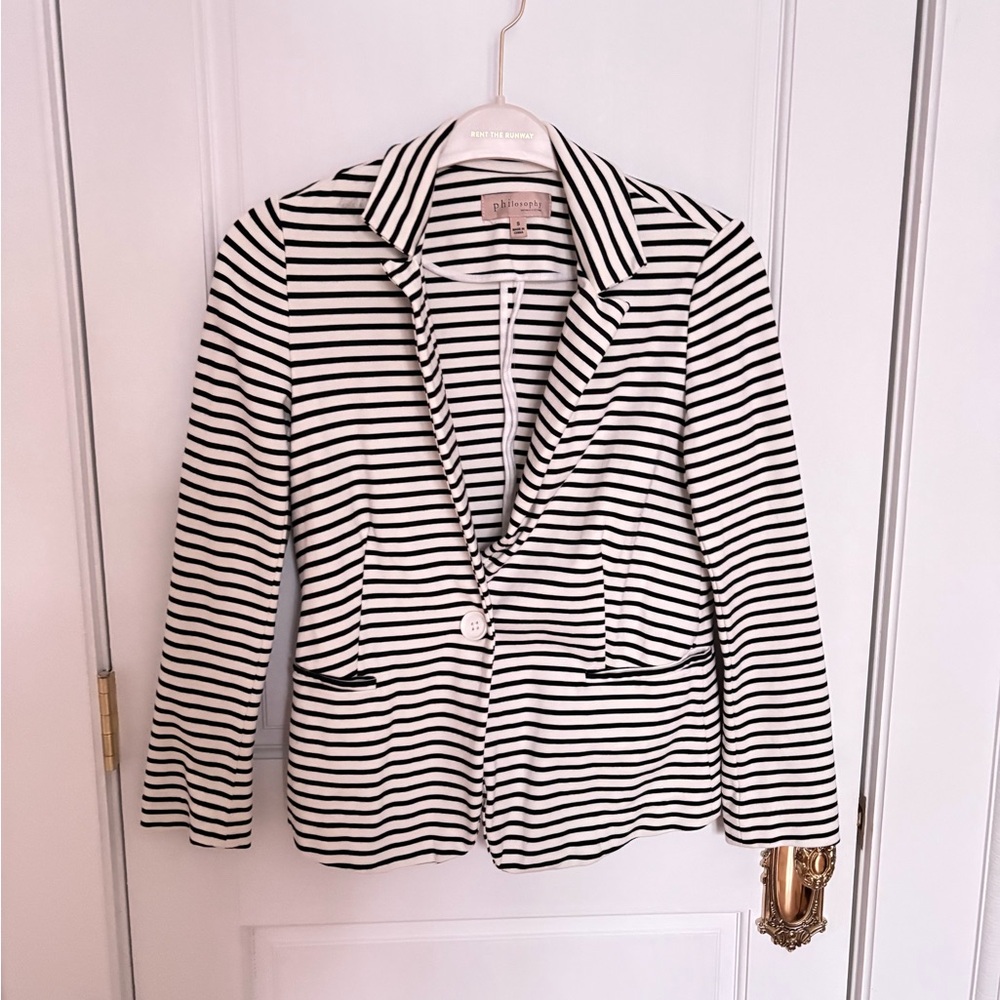 Philosophy Black and White Striped Blazer